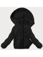 Čierna dámska krátka bunda s kapucňou J Style (16M9237-392)