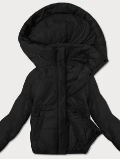 Čierna dámska krátka bunda s kapucňou J Style (16M9237-392)