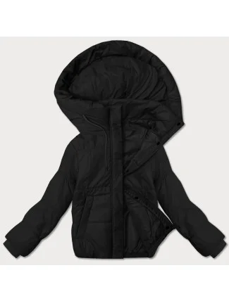Čierna dámska krátka bunda s kapucňou J Style (16M9237-392)