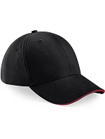 Beechfield B 20 6-panelová sendvičová čiapka „Athleisure“ 53.0020 čierna/klasická červená
