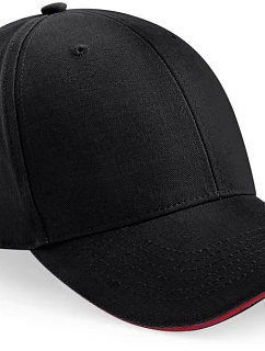 Beechfield B 20 6-panelová sendvičová čiapka „Athleisure“ 53.0020 čierna/klasická červená