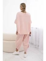 Bavlnená súprava blúzka + nohavice broskyňová