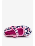 Dziecięce Baleriny W Kwiatuszki Granatowo-Różowe Noah