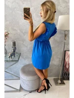 Šaty s volánikmi na bokoch nevädzovo modrej farby