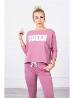 Sada s potlačou Queen tmavo ružová