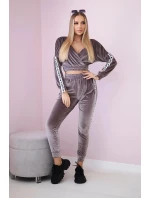 Velúrová súprava s nápisom Queen grey