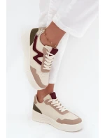 Sneakersy Damskie Na Platformie Ze Złotymi Wstawkami Beżowe Zalvra