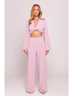 M862 Široké nohavice - krepová ružová