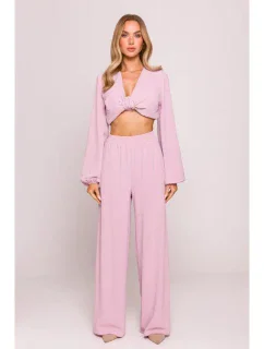 M862 Široké nohavice - krepová ružová