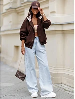 Dámska bunda typu bomber s vlnou a kapucňou, hnedá, FashionStreet TY5928