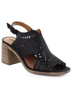 Dámske čierne sandále na podpätku Jezzi 24125