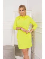 Šaty s kapucňou a vreckami žltej neónovej farby