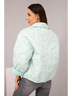 Dámska jarná prešívaná bunda s kvetinovým vzorom light mint