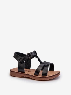 Sandałki Dziecięce Zapinane Na Rzep Czarne Sarniema