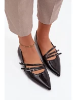 Lakované baleríny s pruhy Černé Palenna