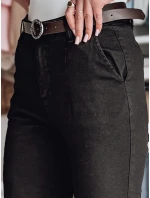 Dámske bavlnené nohavice slim fit s opaskom TAIRONIK black FashionStreet UY2544 Dámske bavlnené nohavice slim fit s opaskom TAIRONIK black FashionStreet UY2544