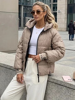 Dámska prešívaná bunda s kapucňou, béžová, FashionStreet TY5762