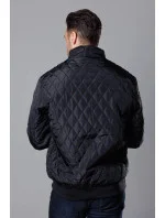 Pánska prešívaná bunda s rebrovanými lemami čierna (58M13083-392) Pánska prešívaná bunda s rebrovanými lemami čierna (58M13083-392)