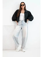 Dámska bavlnená bunda typu bomber na zips, čierna