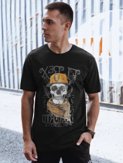 Pánske tričko s potlačou čierne FashionStreet RX5617