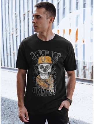 Pánske tričko s potlačou čierne FashionStreet RX5617