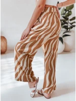 Dámske pruhované nohavice so širokými nohavicami ZEBRAVIBE beige/camel FashionStreet UY2655