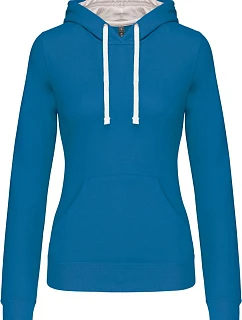 Kariban K 465 Dámska mikina s kontrastnou kapucňou 20.K465 tropical blue/white