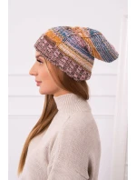 Monika fleecová čiapka K256 horčicová+hnedá