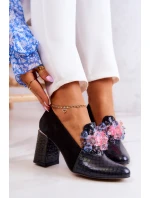 Zamszowe Wężowe Czółenka Na Słupku Czarne Sofie