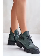Zazoo 60483 Damskie Skórzane Botki Z Niską Cholewką Ocieplane Ciemnozielone Zazoo 60483 Damskie Skórzane Botki Z Niską Cholewką Ocieplane Ciemnozielone