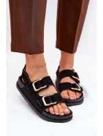 Sandały Damskie Z Klamrami Czarne Seladith