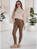Dámske voskované legíny JEWELS svetlohnedé FashionStreet UY1703