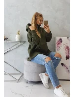 Zateplená mikina so zipsom na chrbte vo farbe khaki