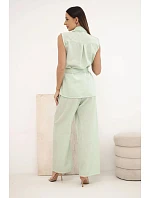 Dámska súprava s blúzkou a širokými nohavicami mentolová