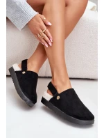 Kapcie Damskie Na Platformie Ocieplane Futerkiem Typu Baranek Czarne Sanilora