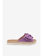 Klapki Damskie Na Platformie Z Plecionką I Kokardką Fioletowe Alpireda