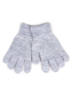 Dievčenské päťprsté rukavice Yoclub s tryskami RED-0216G-AA50-011 Grey