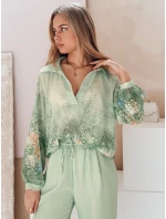 Dámske kvetinové tričko oversize Kvetinová zelená FashionStreet DY0471 Dámske kvetinové tričko oversize Kvetinová zelená FashionStreet DY0471