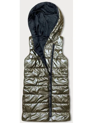 Zlatá dámska vesta s asymetrickým zipsom (16M9117-403) Zlatá dámska vesta s asymetrickým zipsom (16M9117-403)