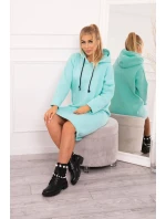 Šaty s kapucňou a bočným rázporkom mint