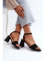 Sandały Damskie Na Obcasie Z Eko Zamszu Vinceza 17328 Czarne