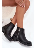 Ocieplane Niskie Botki Damskie Z Cyrkoniami Czarne Vionna