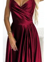 299-13 CHIARA elegantné maxi dlhé saténové šaty bez ramienok - BROAD 299-13 CHIARA elegantné maxi dlhé saténové šaty bez ramienok - BROAD