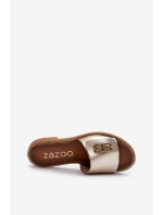 Zazoo 40384 Elegantné dámske kožené žabky Gold Zazoo 40384 Elegantné dámske kožené žabky Gold