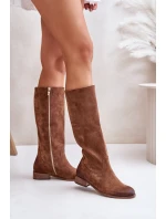 Dámske semišové čižmy do polovice lýtok na zips Lewski 3616 Brown Dámske semišové čižmy do polovice lýtok na zips Lewski 3616 Brown