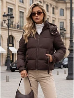 Dámska zimná prešívaná bunda s kapucňou, hnedá, FashionStreet TY5745