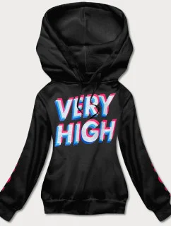 Čierna dámska tepláková mikina s potlačou (26012)