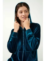 Vamp - Modrá zamatová tepláková súprava na zips 21072 - Vamp Vamp - Modrá zamatová tepláková súprava na zips 21072 - Vamp