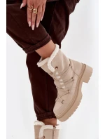 Śniegowce Damskie Z Kożuszkiem Beżowe Irmara