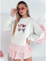 Dámska nadrozmerná mikina so srdiečkami MADELIN sivá FashionStreet BY1459